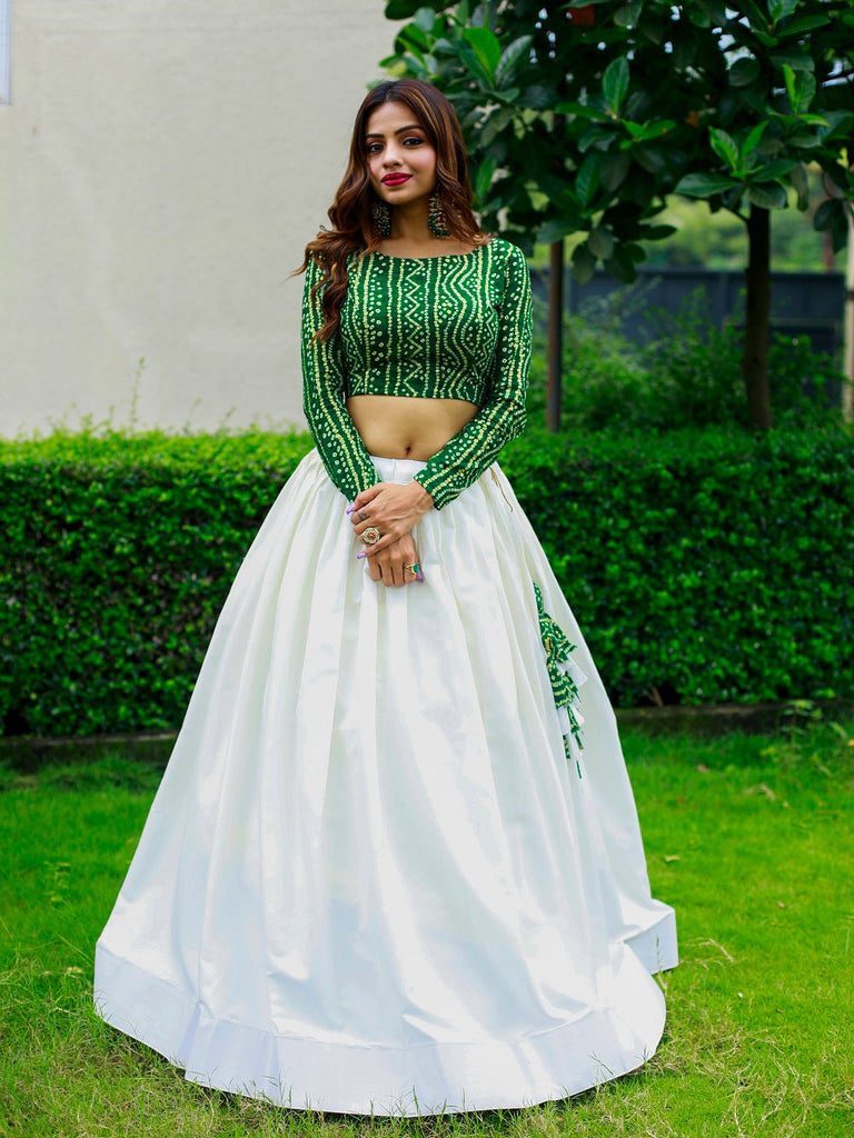 Stylish Green Rayon Lehenga Choli Set For Women simsim