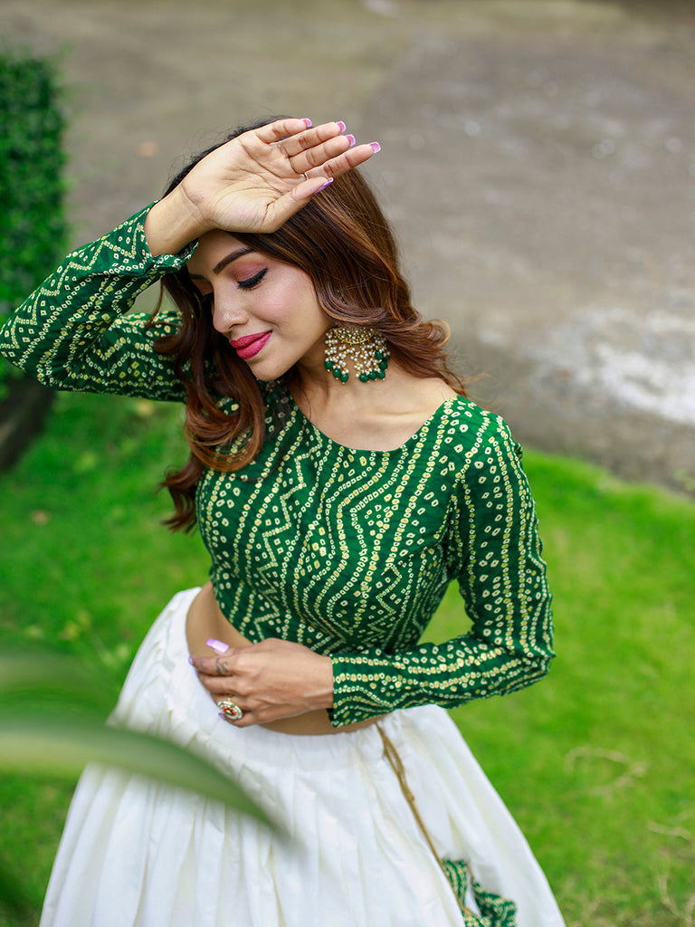 Stylish Green Rayon Lehenga Choli Set For Women simsim