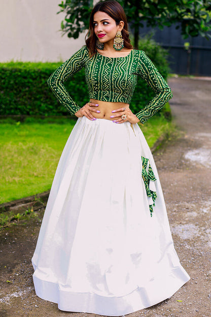 Stylish Green Rayon Lehenga Choli Set For Women simsim