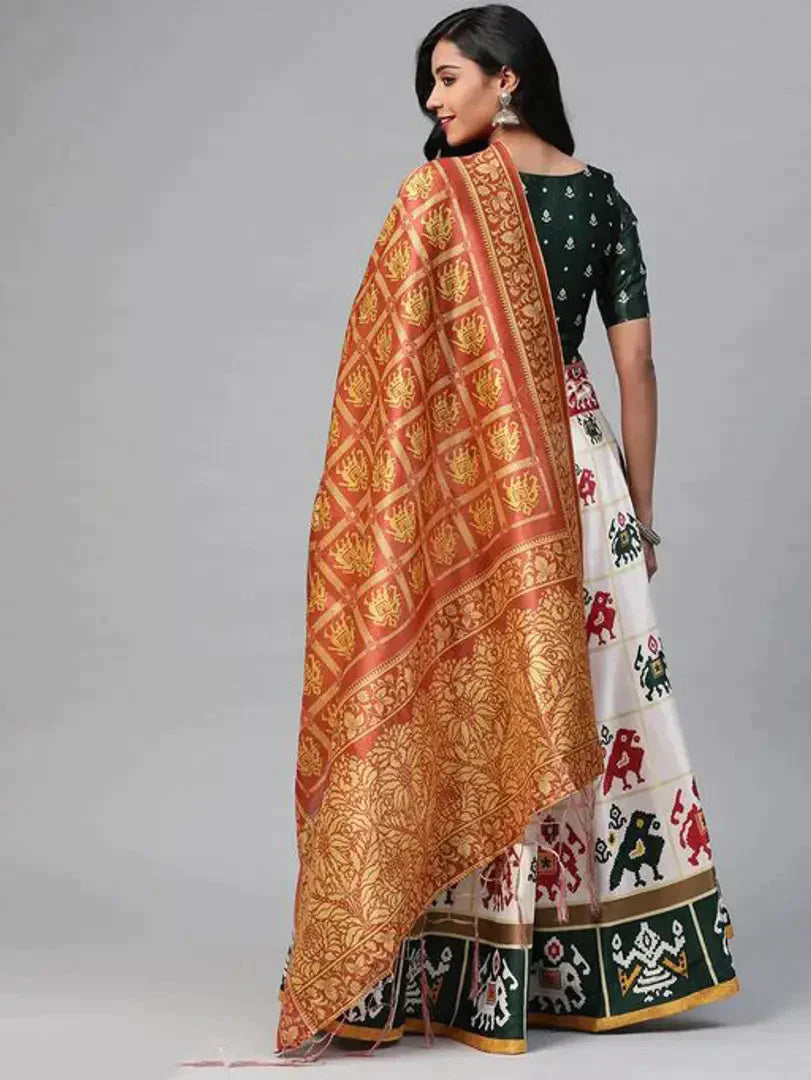 Stylish Multicoloured Poly Silk Printed Lehenga Choli Set For Women 