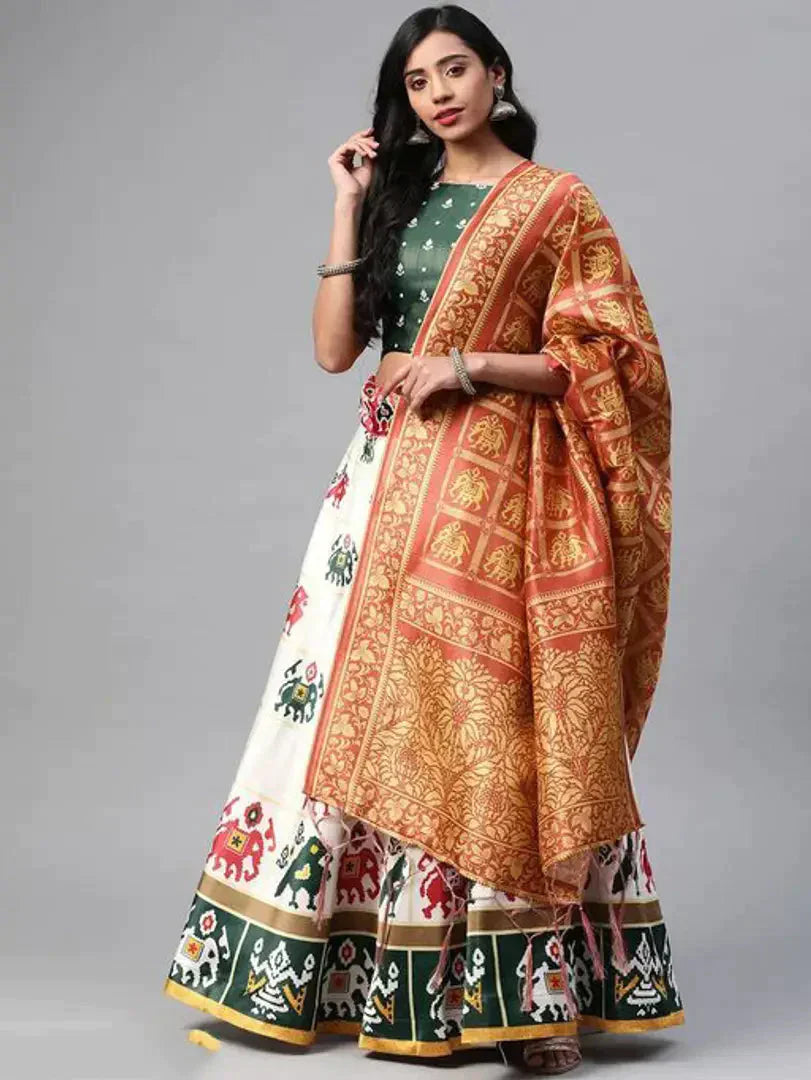 Stylish Multicoloured Poly Silk Printed Lehenga Choli Set For Women 