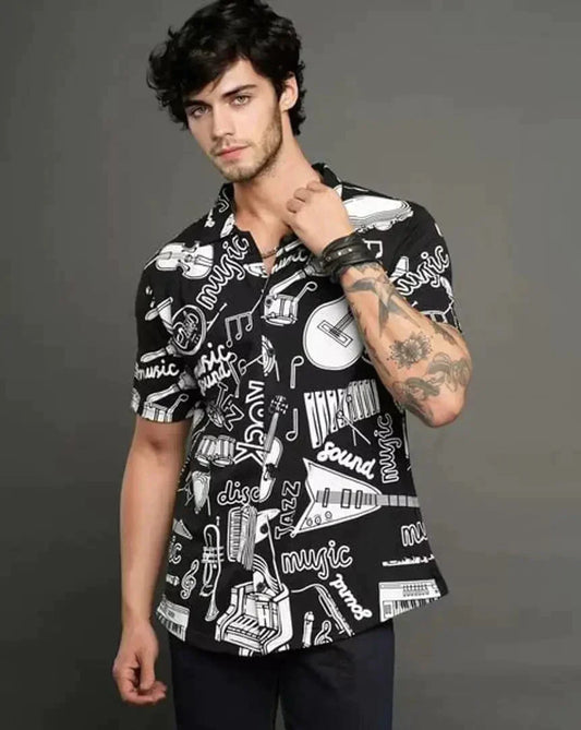 Trendy Men Cotton Printed Shirt Clothing Fabric simsim