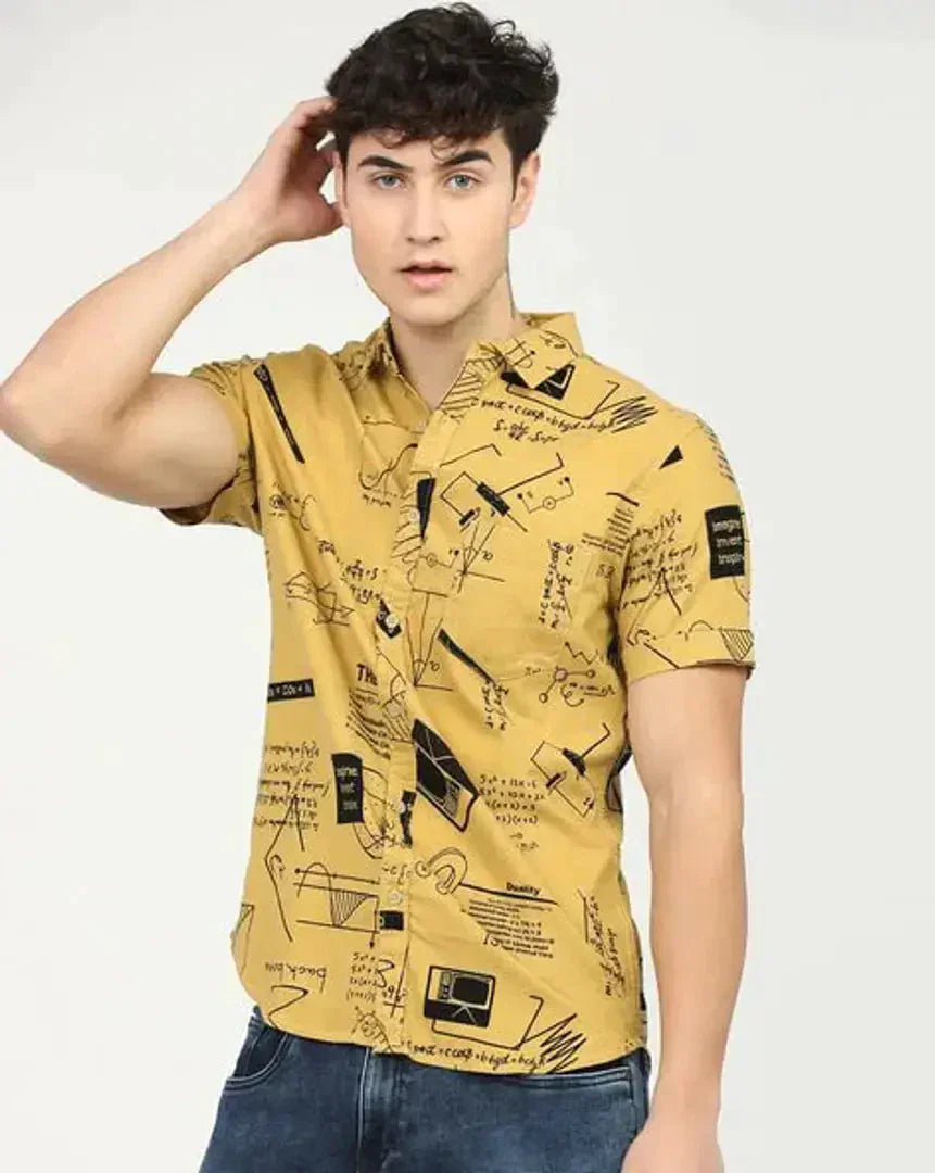 Trendy Men Cotton Printed Shirt Clothing Fabric 