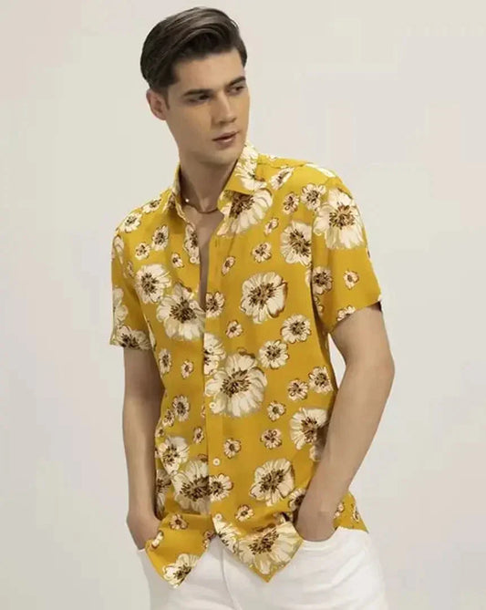 Trendy Men Cotton Printed Shirt Clothing Fabric simsim