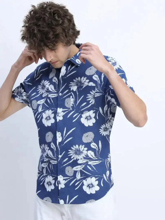 Trendy Men Cotton Printed Shirt Clothing Fabric simsim