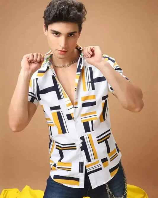 Trendy Men Cotton Printed Shirt Clothing Fabric simsim