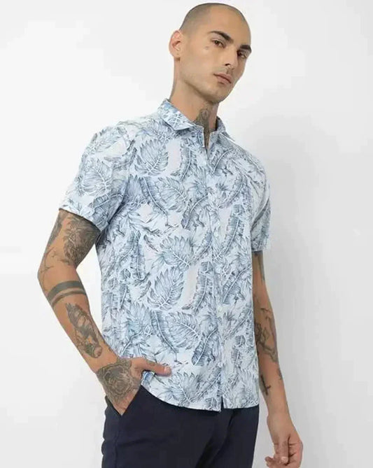 Trendy Men Cotton Printed Shirt Clothing Fabric simsim