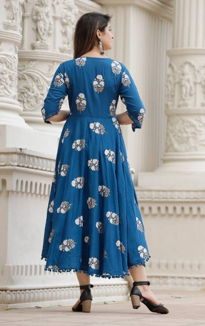 Trendy Rayon Anarkali Printed Long Gown With Dupatta simsim