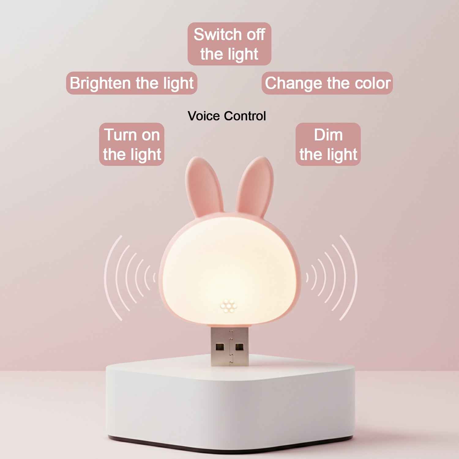 Cute USB Rabbit Night Light with Sound / Voice Activation