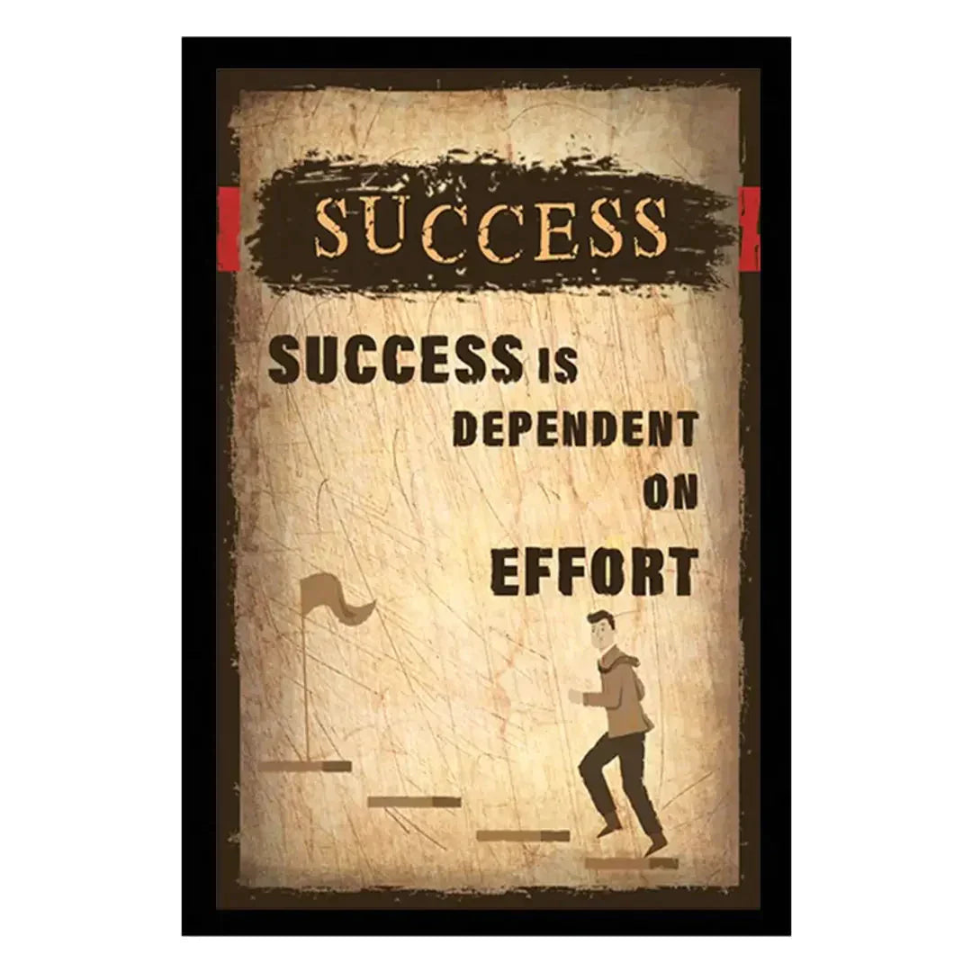 Voorkoms Success Quotes Poster Framed Wall Art Dependent on Effort Laminated Multi 12x18 Inch Home Deacute;cor 