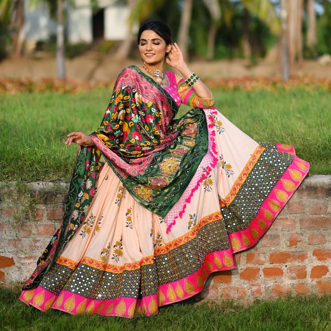 MULTI COLOR SOFT BUTTER SILK DIGITAL PRINTED LEHENGA CHOLI