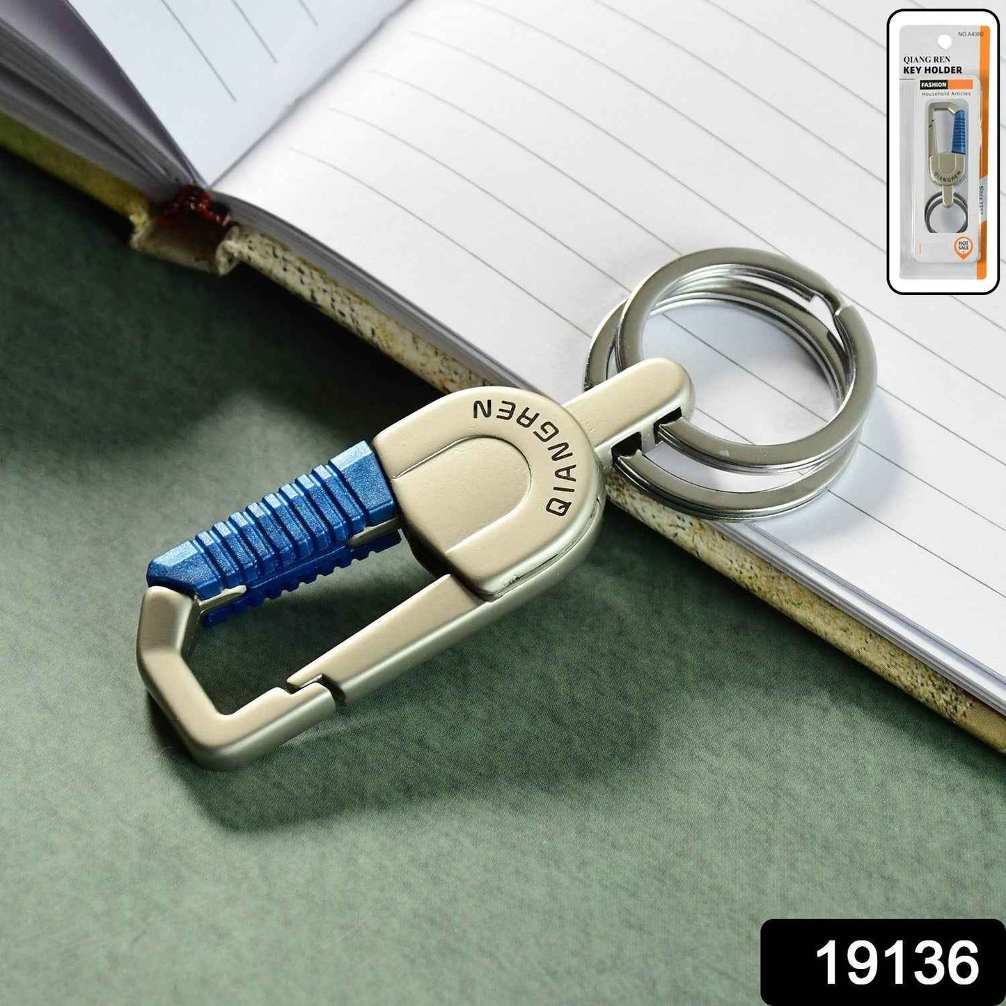 Premium Metal Keychain Carabiner Clip Hook with Dual Key Rings (1 Pc)