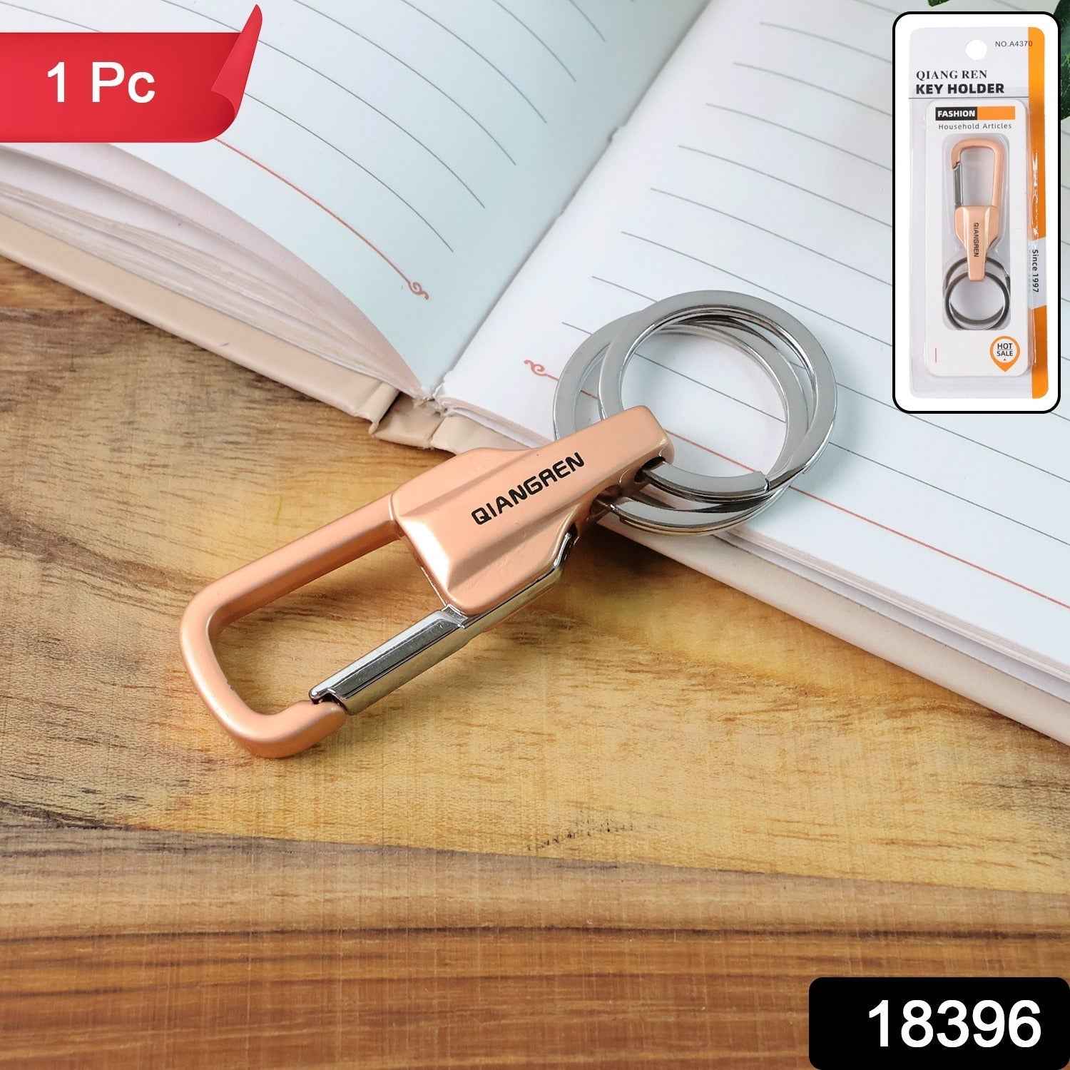 Premium Metal Keychain Carabiner Clip Hook with Dual Key Rings (1 Pc)