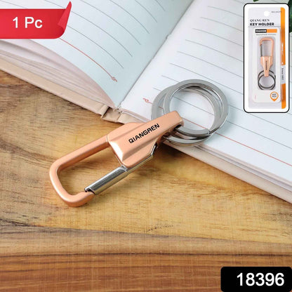 Premium Metal Keychain Carabiner Clip Hook with Dual Key Rings (1 Pc)