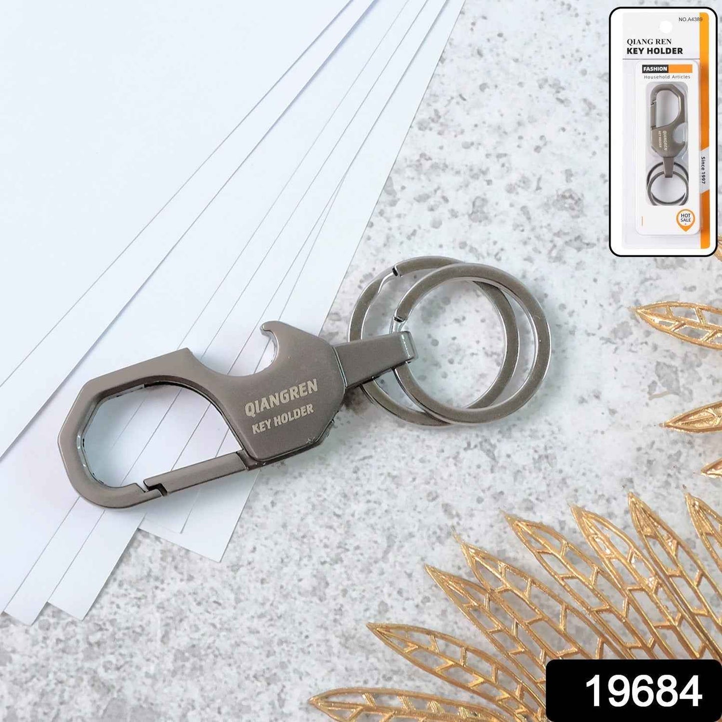 Premium Metal Keychain Carabiner Clip Hook with Dual Key Rings (1 Pc)