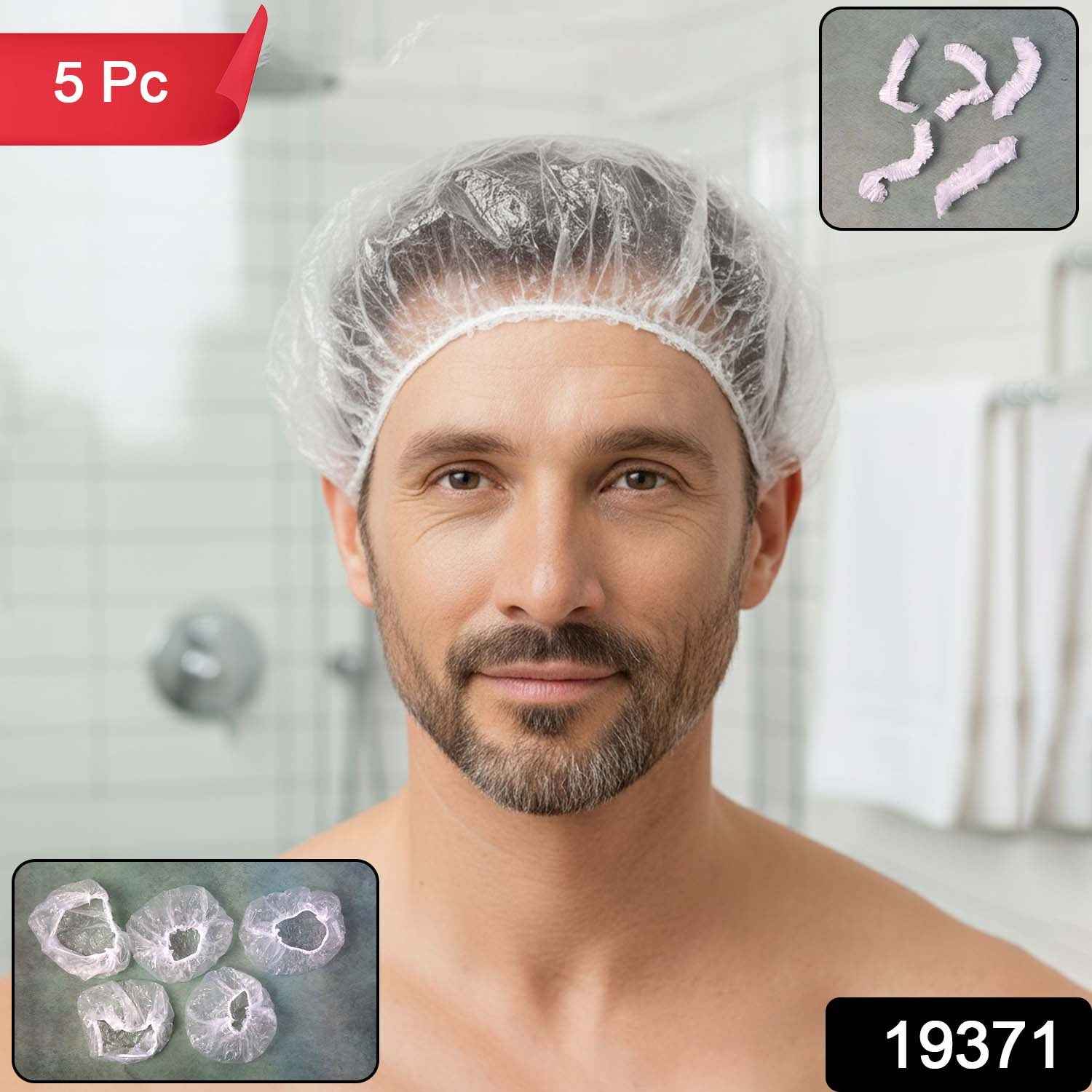 Disposable Men’s Hair Protection Shower Cap / Head Cover (5 Pc)