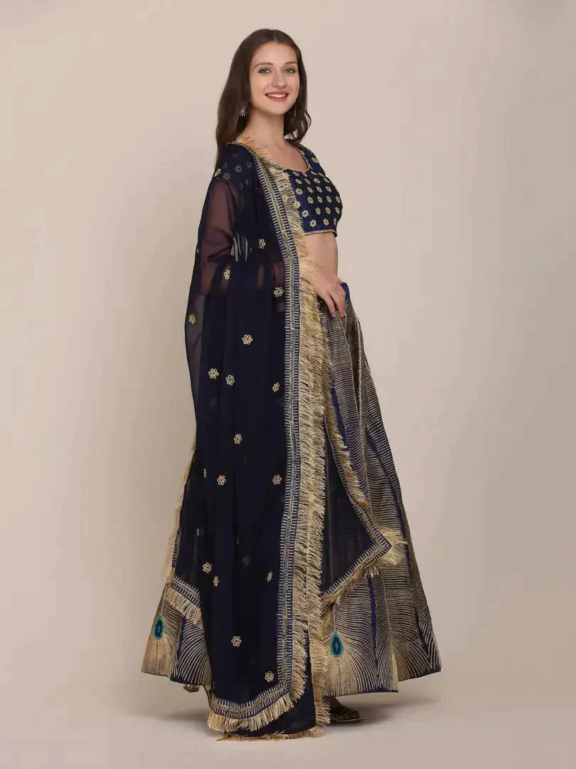 Women  Art Silk Semi Stitched Lehenga Choli simsim