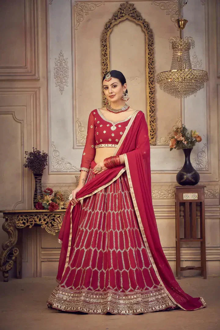 Women  Georgette Semi Stitched Lehenga Choli simsim