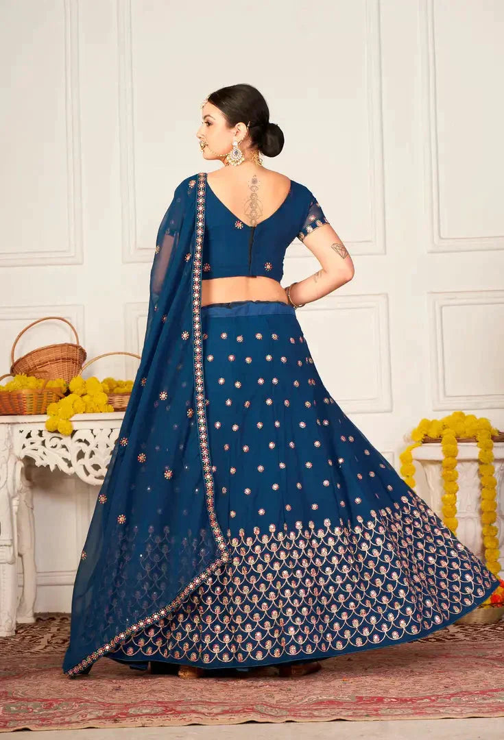 Women  Georgette Semi Stitched Lehenga Choli simsim