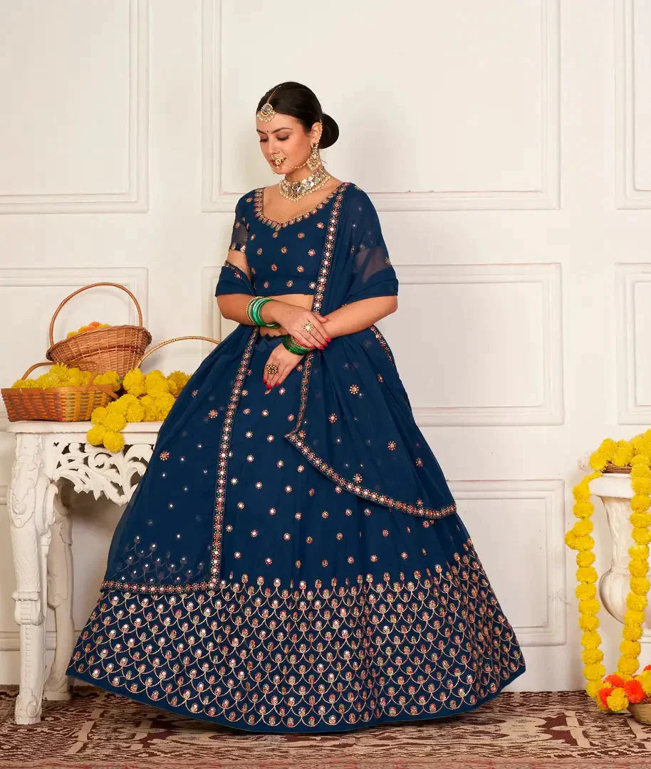 Women  Georgette Semi Stitched Lehenga Choli simsim