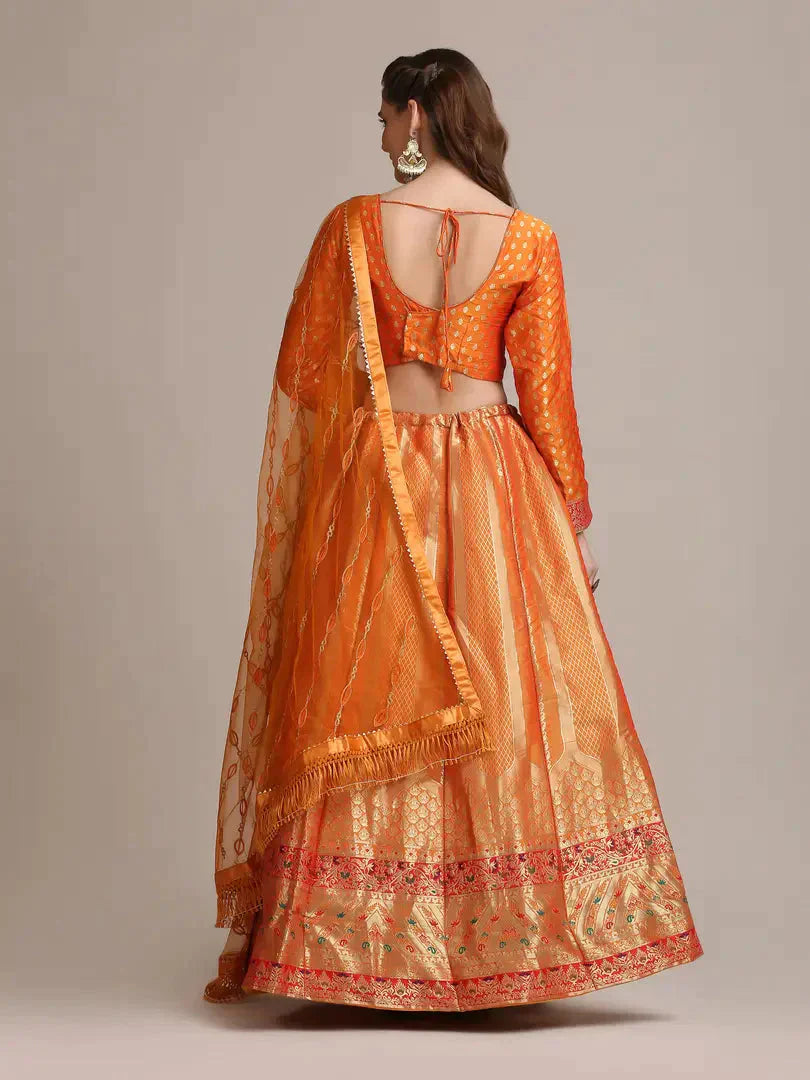 Women  Jacquard Semi Stitched Lehenga Choli 