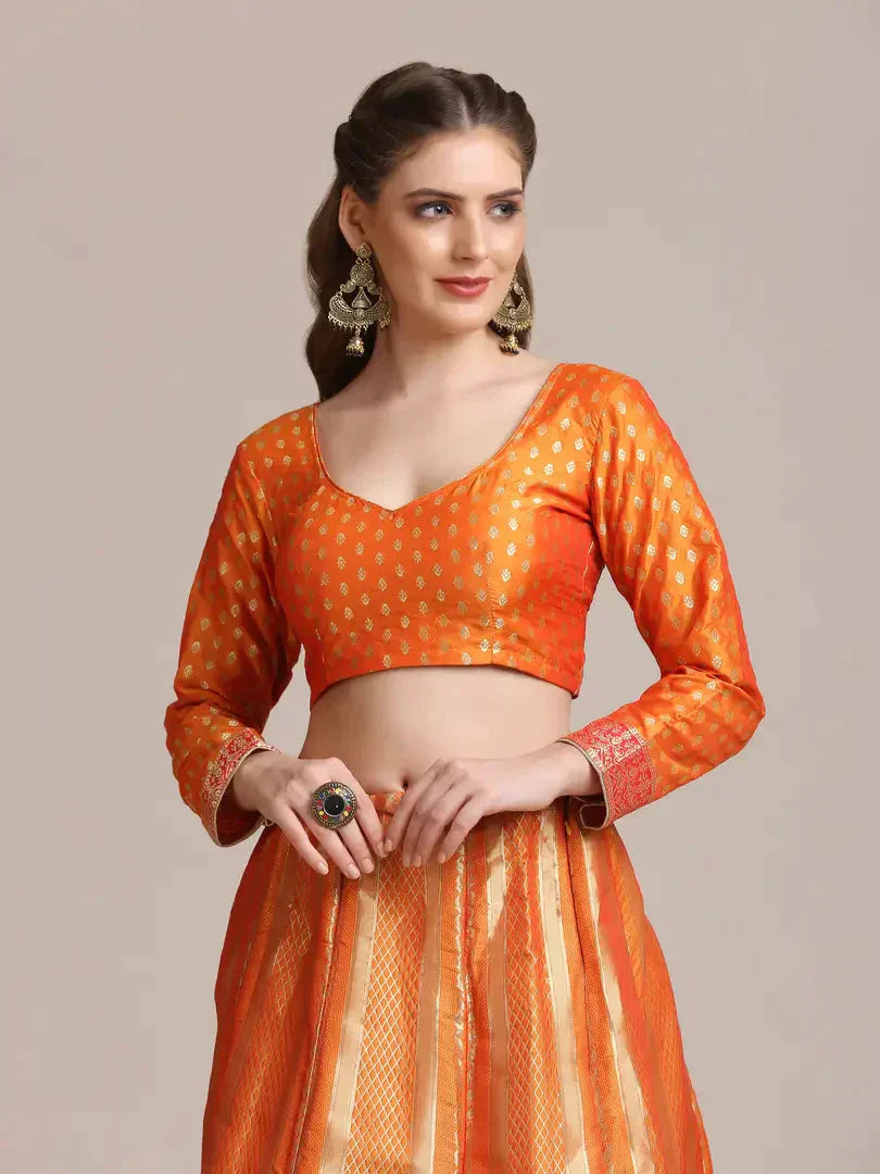 Women  Jacquard Semi Stitched Lehenga Choli 