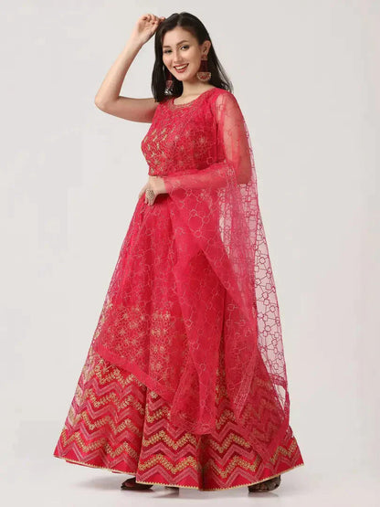 Women  Net Semi Stitched Lehenga Choli simsim