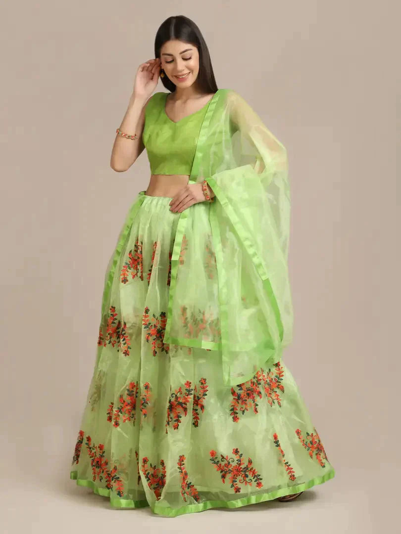 Women  Net Semi Stitched Lehenga Choli simsim