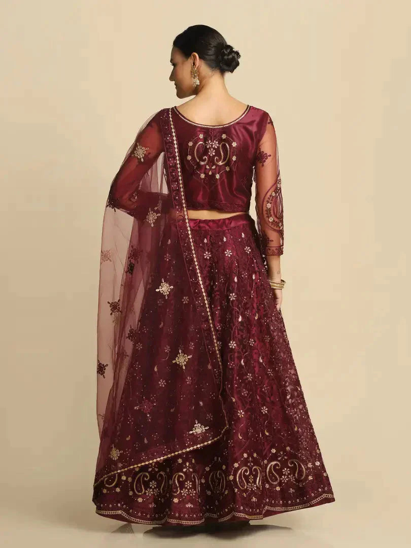 Women  Net Semi Stitched Lehenga Choli 