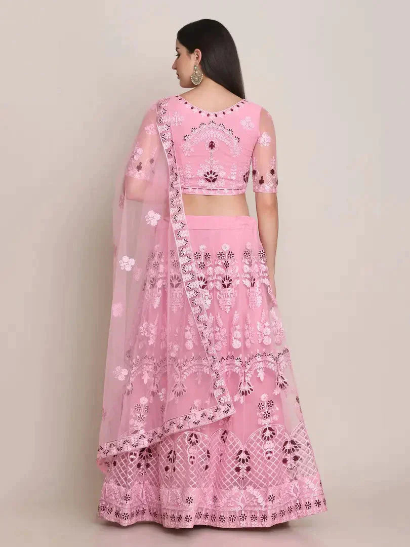 Women  Net Semi Stitched Lehenga Choli simsim