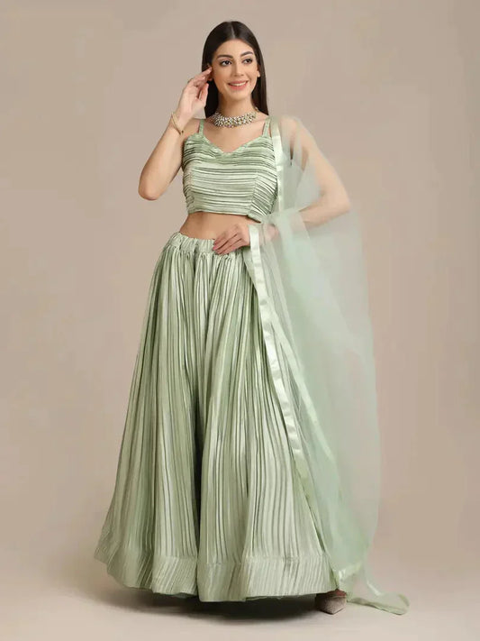 Women  Satin Silk Semi Stitched Lehenga Choli simsim