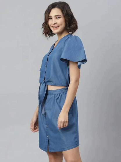 Women Stylish Denim Shirt Dress simsim