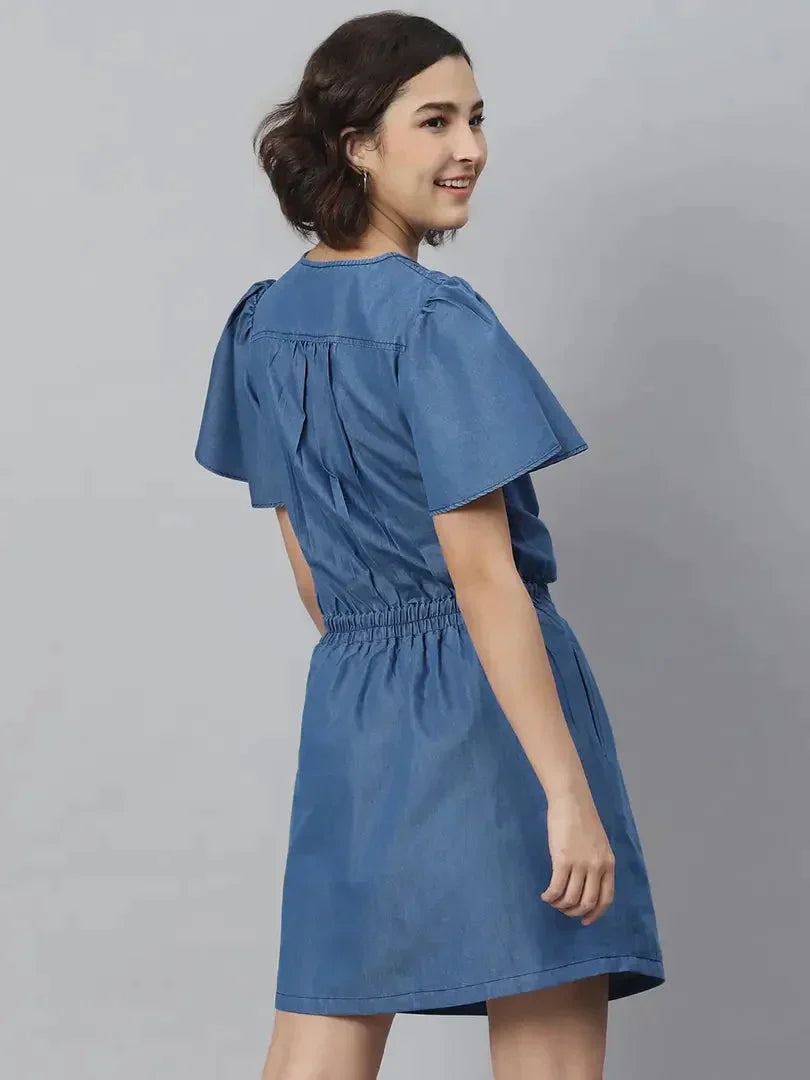 Women Stylish Denim Shirt Dress simsim