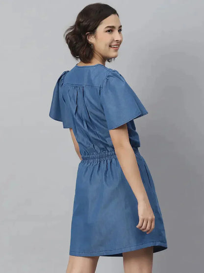 Women Stylish Denim Shirt Dress simsim