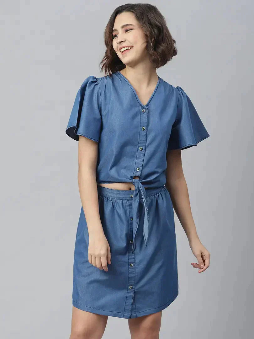 Women Stylish Denim Shirt Dress simsim