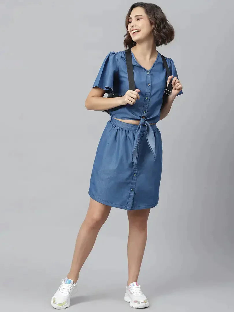 Women Stylish Denim Shirt Dress simsim