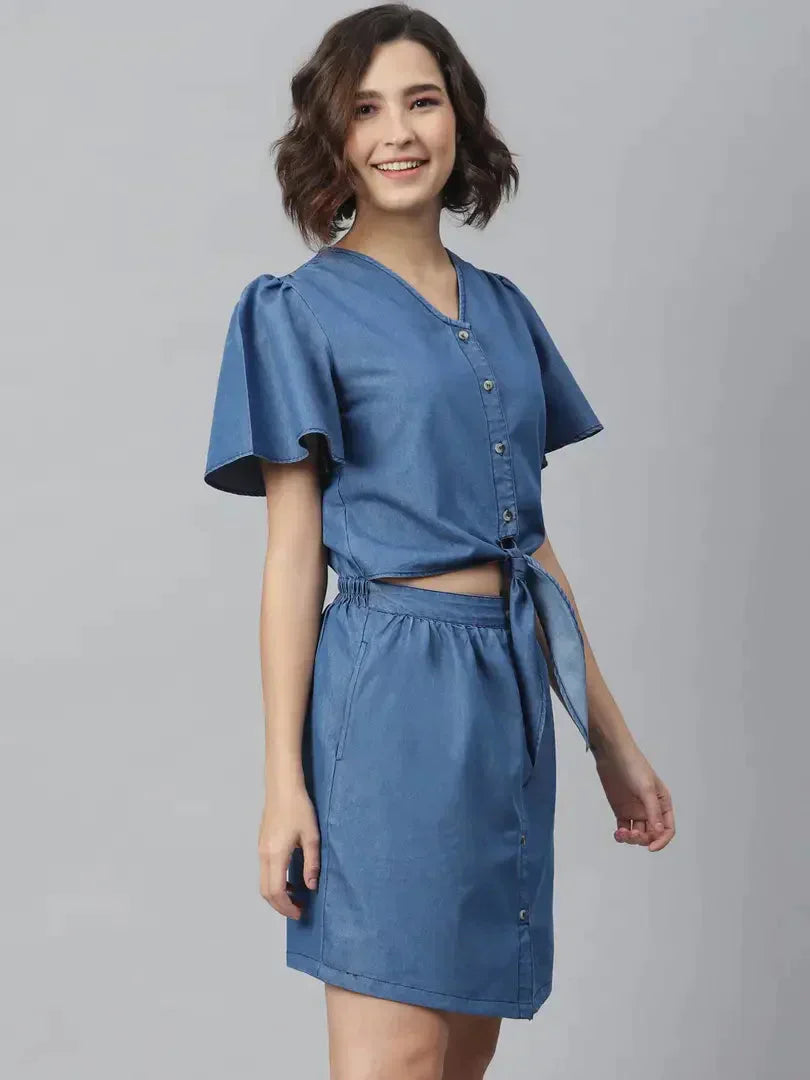 Women Stylish Denim Shirt Dress simsim