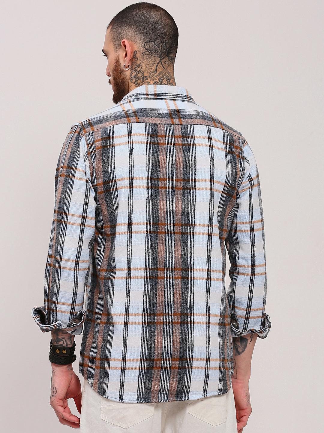 Men Grey Checked Shacket