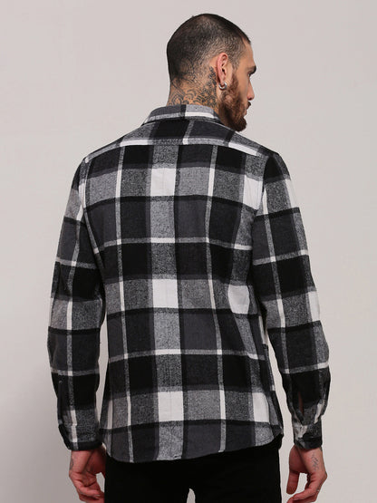 Men Black Checked Shacket