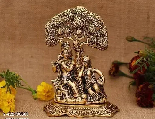 Radha Krishan Under Tree For Home,Temple,Office And Gifting Purpose Luck, Happiness and Prosperity Metal Size L-B-H-12.5x8x17 cm