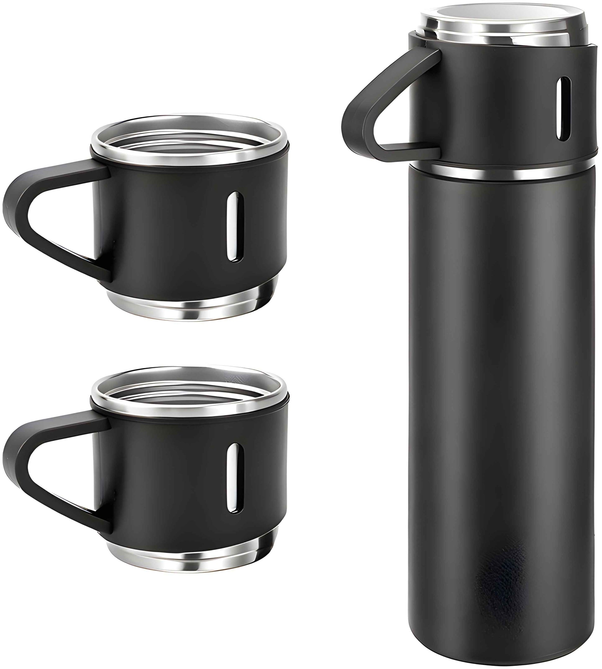Customized Stainless Steel Vacuum Flask Set with 3 Cups – 500ML | Personalized Name Bottle Gift Combo for Boyfriend, Girlfriend, Employee