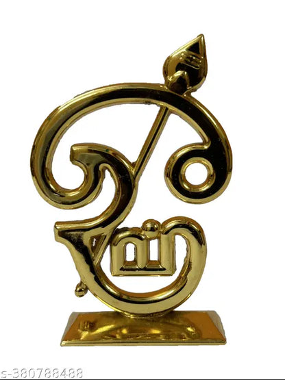 RS Innovations Metal Sri Murugan Subramaniya Swamy Om Idol for Car Dash Board Pooja Room and Office Table Decorative Gold Colour Size-6cm