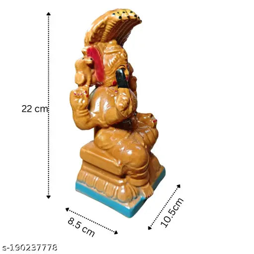 Goddess Durga Mariamman Devi Maa Sitting Ceramic Statue for Home and Office Decor | Handmade Amman Idol (Murti) for Pooja Room | Maariatha silai Showpiece Gift (Brown)(22 cm) Idols & Figurines