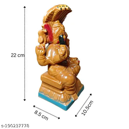 Goddess Durga Mariamman Devi Maa Sitting Ceramic Statue for Home and Office Decor | Handmade Amman Idol (Murti) for Pooja Room | Maariatha silai Showpiece Gift (Brown)(22 cm) Idols & Figurines