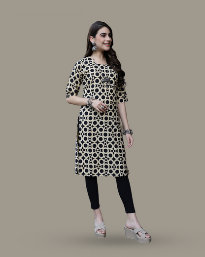 Ring Pattern Black Kurta 