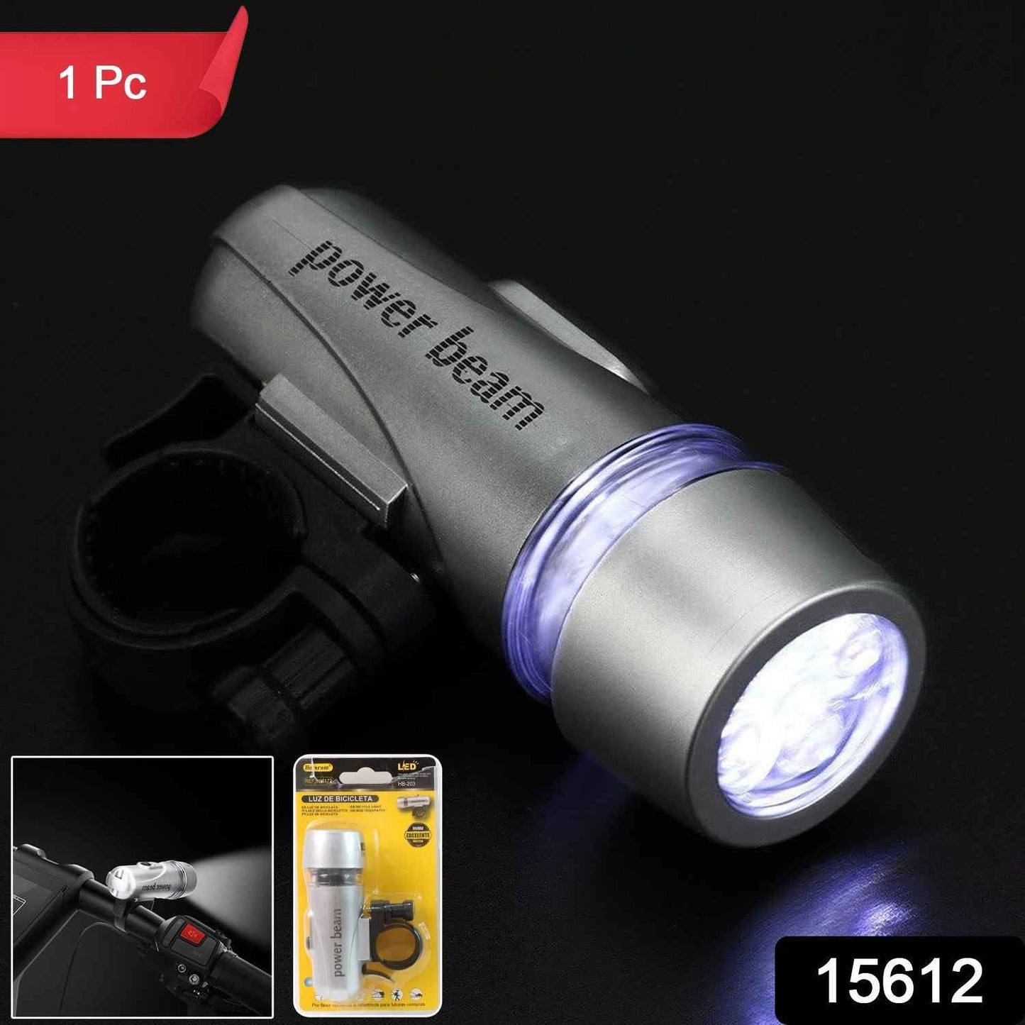 Power Beam LED Bicycle Headlight - (1 Pc)