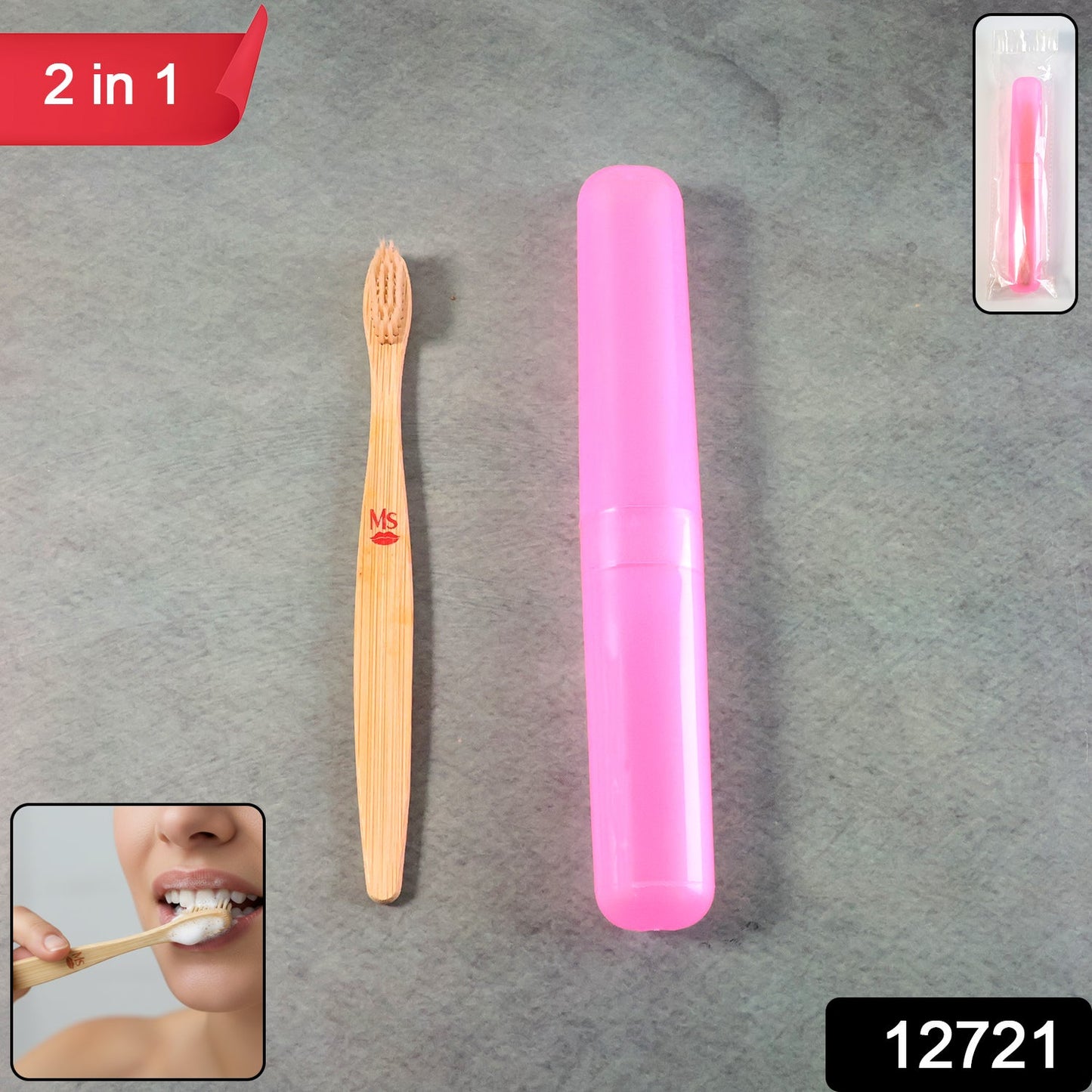 2-in-1 Soft Toothbrush & Tongue Cleaner for All Ages (1 Pc, With Cover)