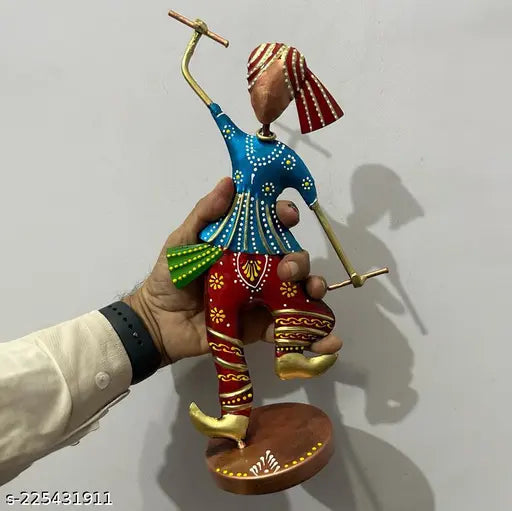 Pack Of 2 Iron Musician Playing Garba Dandiya Showpiece Table Décor 