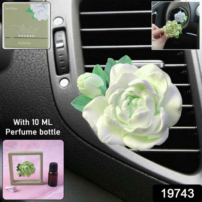 Elegant Rose Flower Car Air Freshener Clip for AC Vent with Perfume Bottle 10ML(1 Pc)