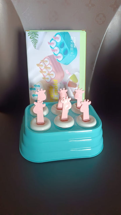 6 Cavity sicle Molds Plastic Giraffe shape Ice Moulds (1 Pc)